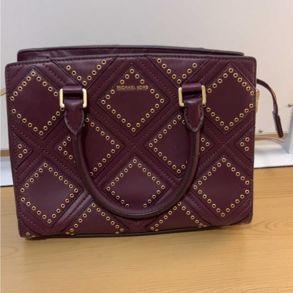 Michael Kors Plum Studded Satchel
